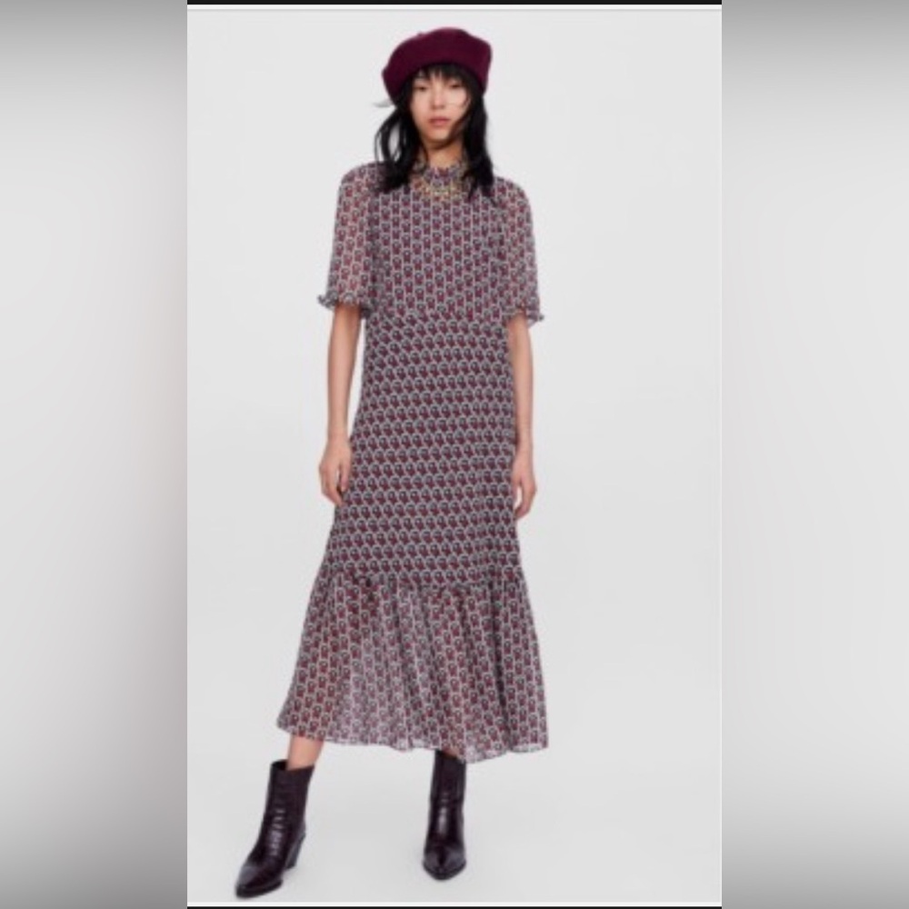 Zara Heart Print Midi Dress